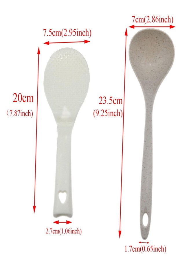 Meuey Lyot 1 standing rice spoon and 1 soup spoon Non-stick rice spoon rice paddle Spoon rice spatula Household kitchen tool, white -2PCS, MET-98713 - Image 5